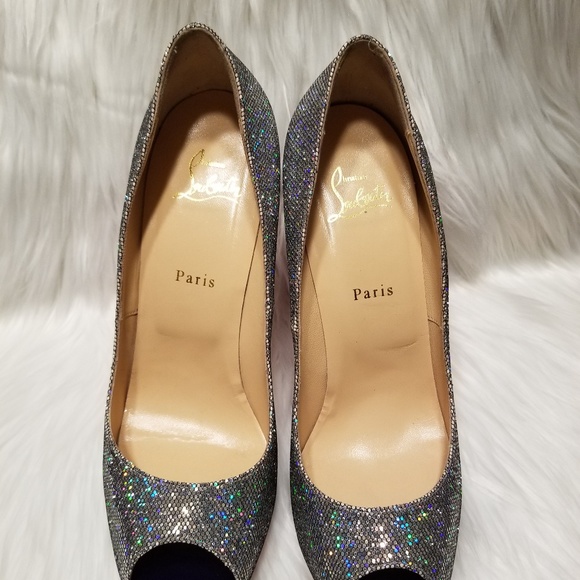 Christian Louboutin Very Prive Glitter Peep Toe - Picture 2 of 8